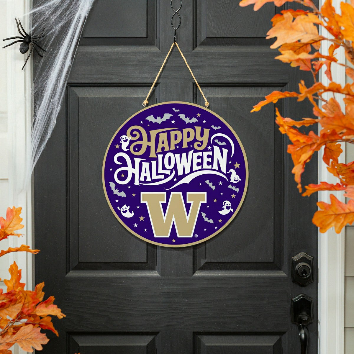 University of Washington Halloween Round Door Décor with Hanging Rope,, Collegiate, Home