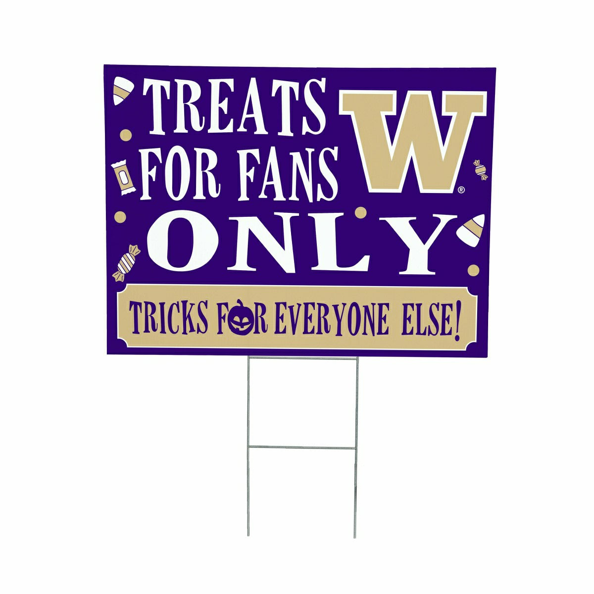 University of Washington Yard Sign, Halloween Treats for Fans, Collegiate, Home