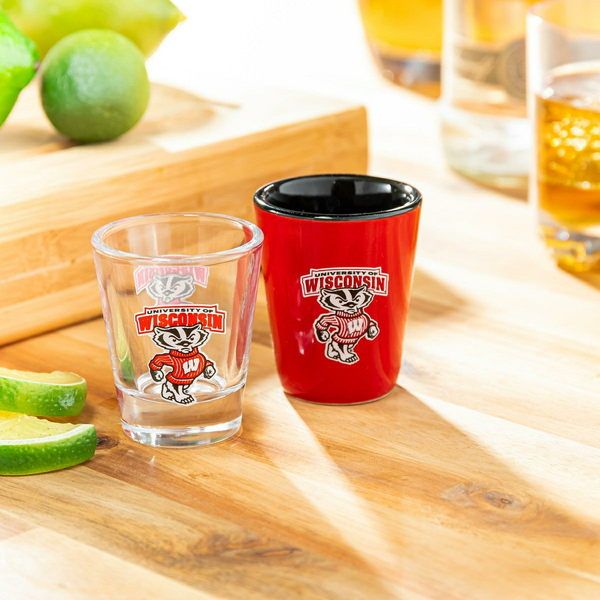 University of Wisconsin-Madison 4-Piece Ceramic and Glass 2oz. Shot Gl, Collegiate, Home
