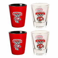 University of Wisconsin-Madison 4-Piece Ceramic and Glass 2oz. Shot Gl, Collegiate, Home
