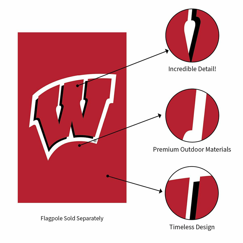 University of Wisconsin-Madison Applique House Flag, Collegiate, Home