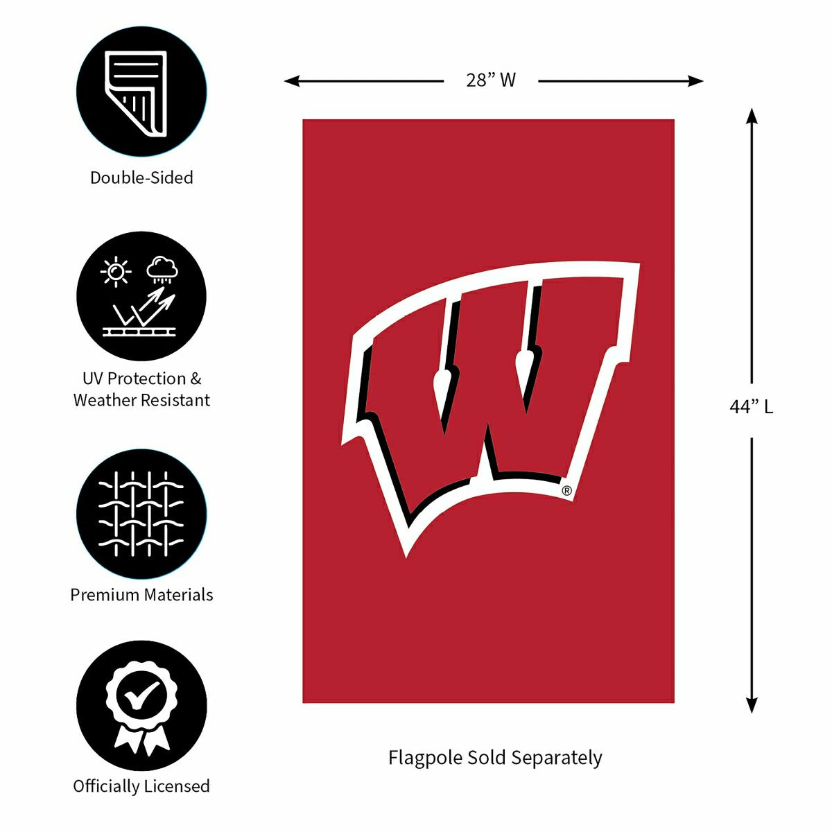 University of Wisconsin-Madison Applique House Flag, Collegiate, Home