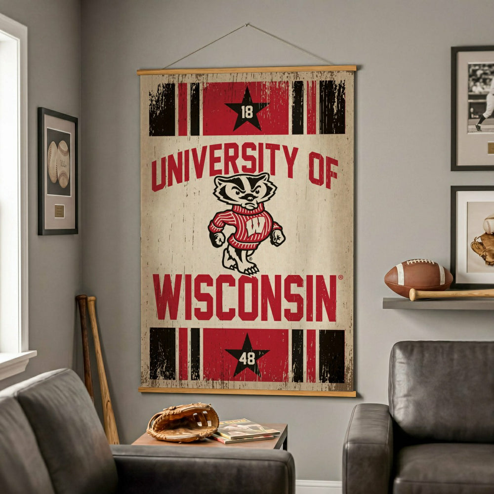 University of Wisconsin-Madison, Canvas Wall Tapestry, Large, 54x36, Collegiate, Home