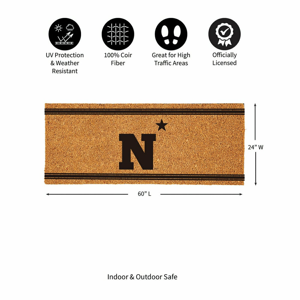 US Naval Academy Extra Large One Color Coir Mat, 60"x24", Collegiate