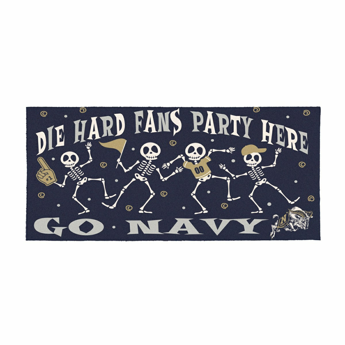US Naval Academy Flocked Coir Halloween Sassafras Switch Mat, 22"x10", Collegiate