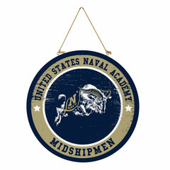 US Naval Academy Round Door Décor with Hanging Rope, 18x18, Collegiate, Home