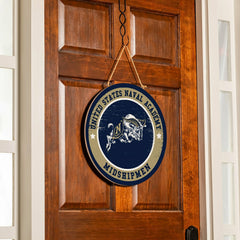US Naval Academy Round Door Décor with Hanging Rope, 18x18, Collegiate, Home