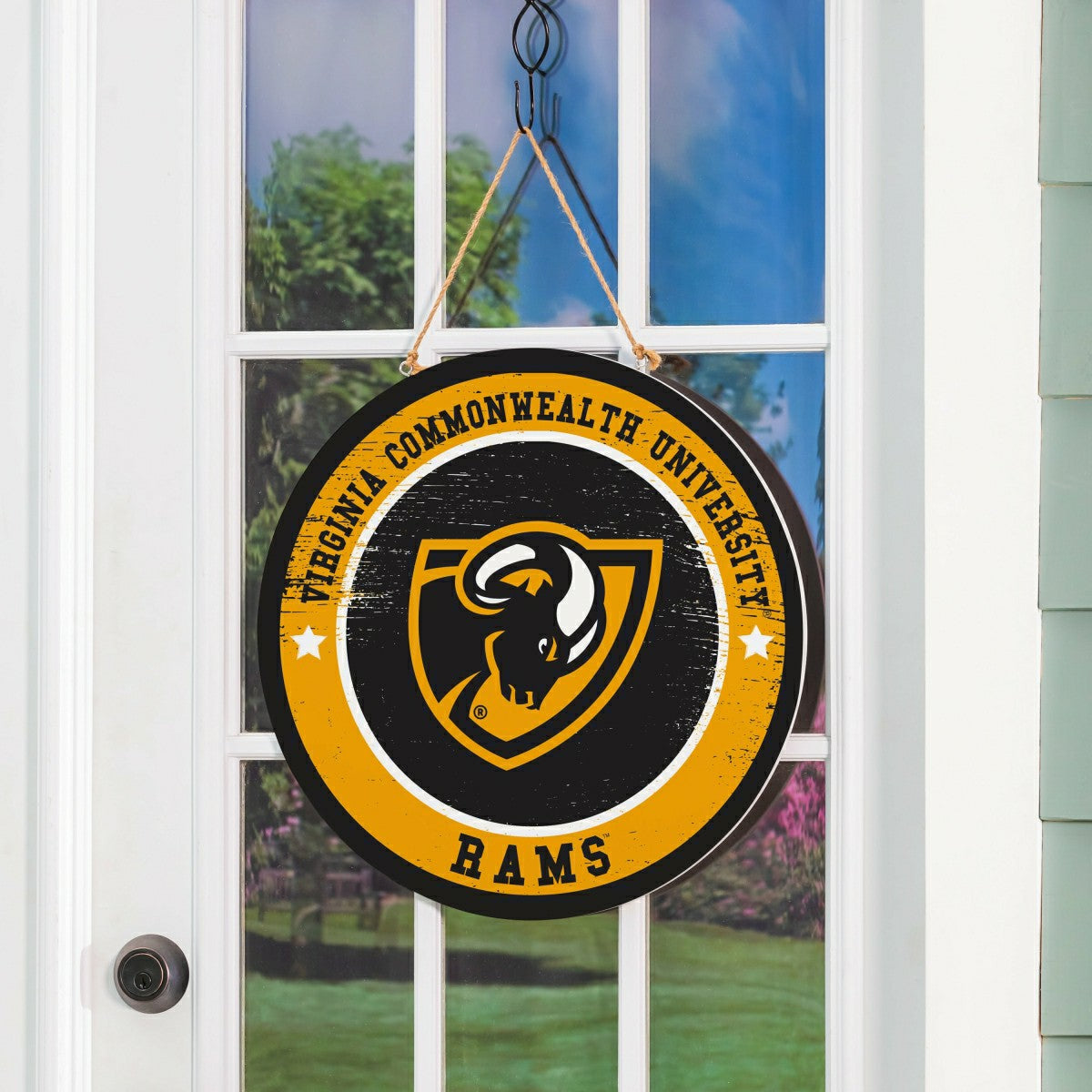 Virginia Commonwealth University Round Door Décor with Hanging Rope, 1, Collegiate, Home
