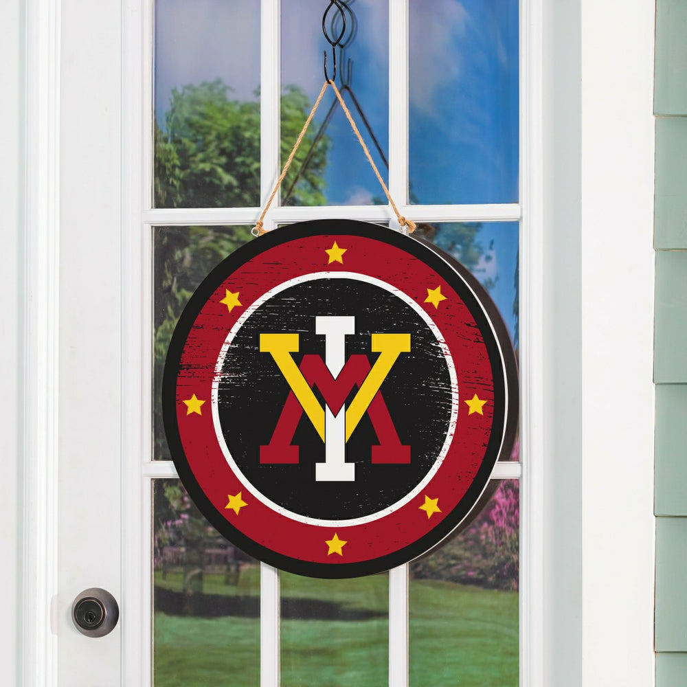 Virginia Military Institute Round Door Décor with Hanging Rope, 18x18, Collegiate, Home