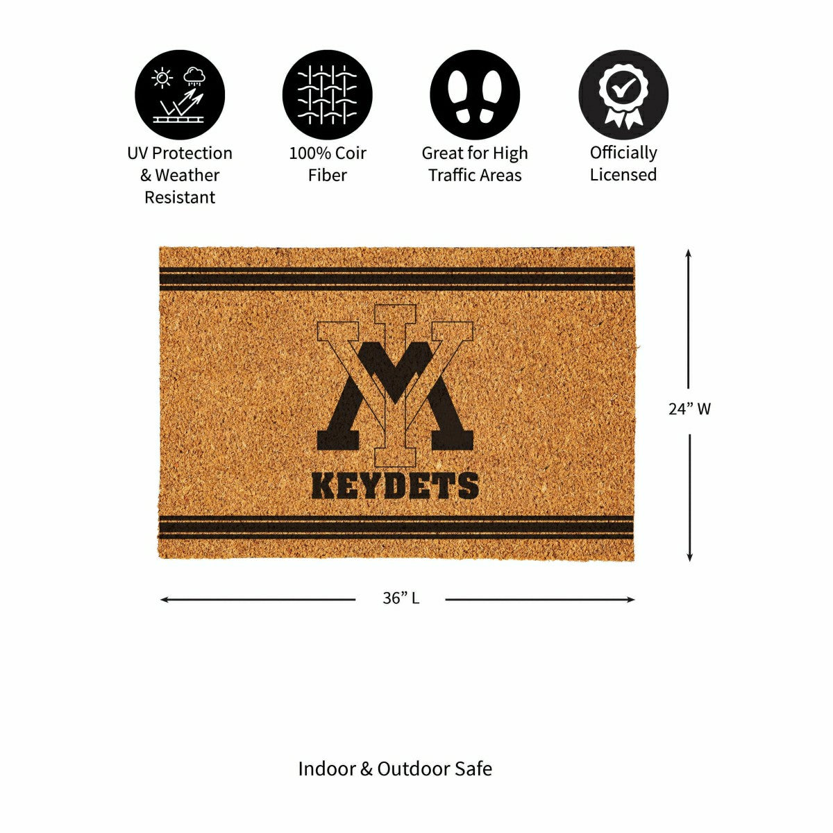 Virginia Military Institute Large One Color Coir Mat, 36"x24", Collegiate