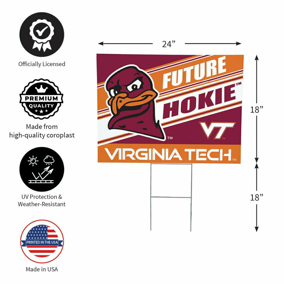 Virginia Tech Coroplast Yard Sign, Future Student, Collegiate, Home