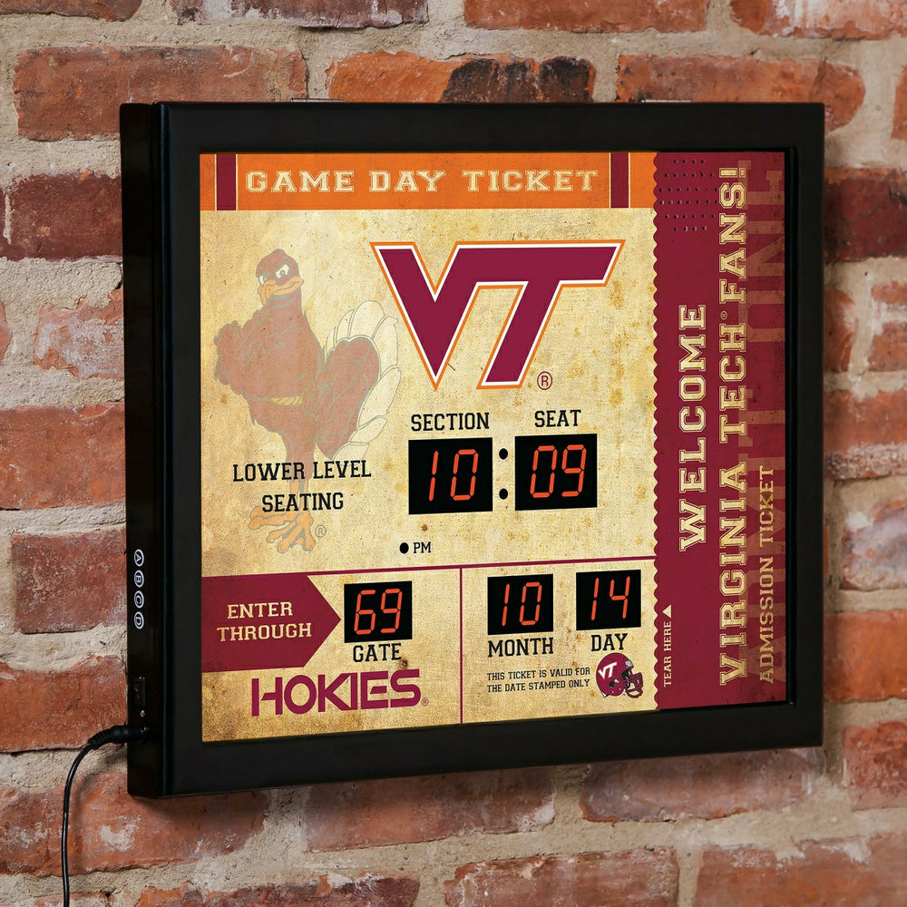 Virginia Tech Bluetooth Ticket Stub Wall Clock, Collegiate, Home