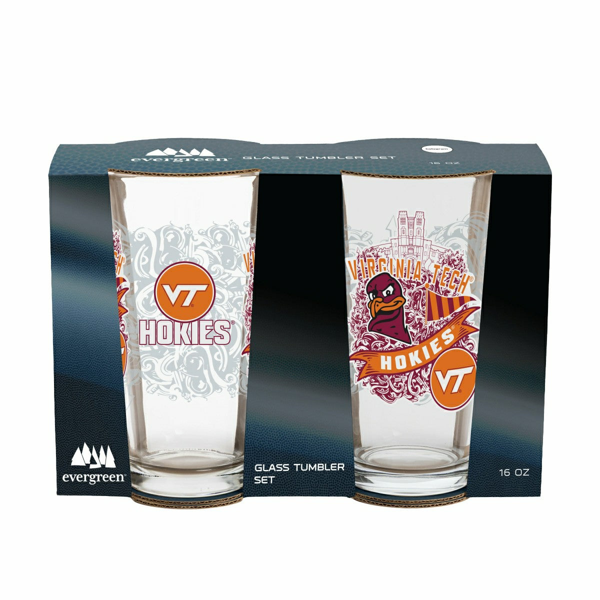 Virginia Tech 16oz Glass pint, Set of 2, Collegiate, Home