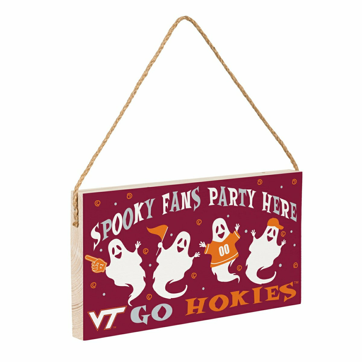 Virginia Tech Halloween Wood Wall Sign, 6x11, Collegiate, Home