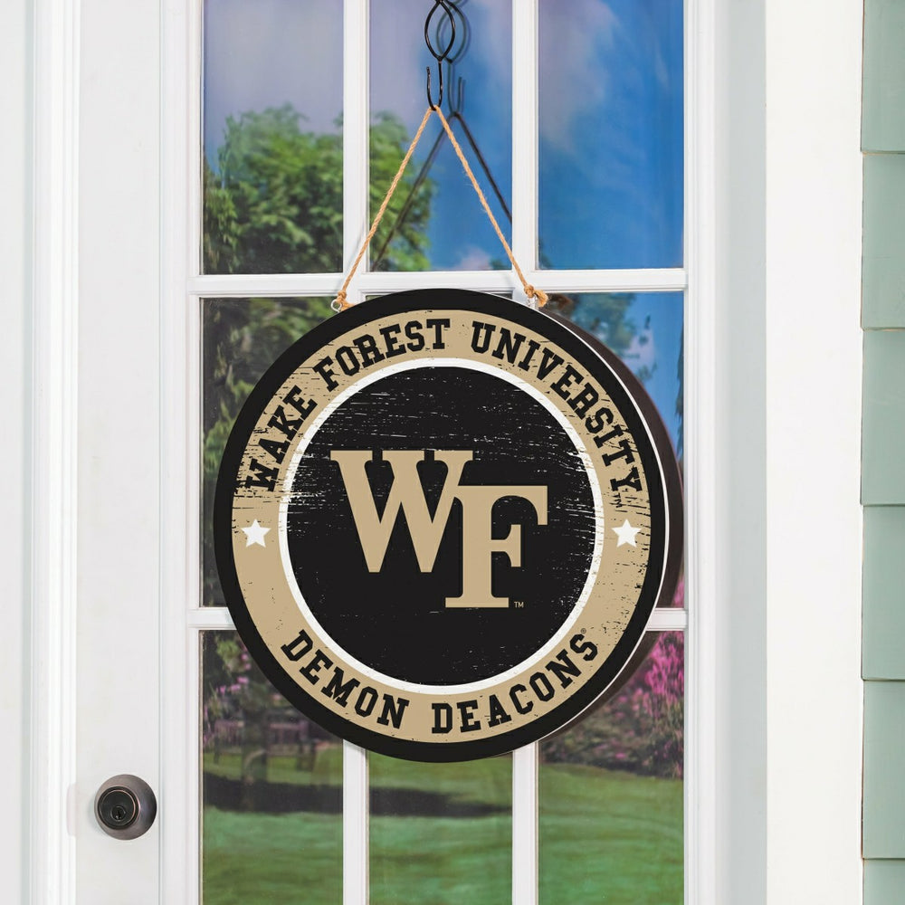 Wake Forest University Round Door Décor with Hanging Rope, 18x18, Collegiate, Home