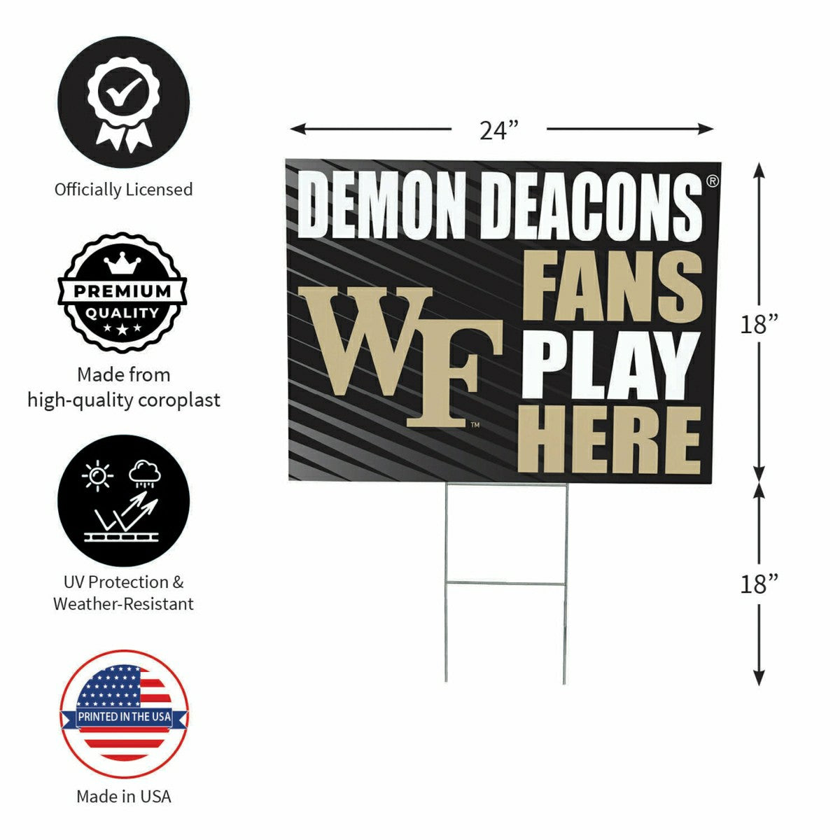 Wake Forest University Coroplast Yard Sign "Fans Play Here", Collegiate, Home