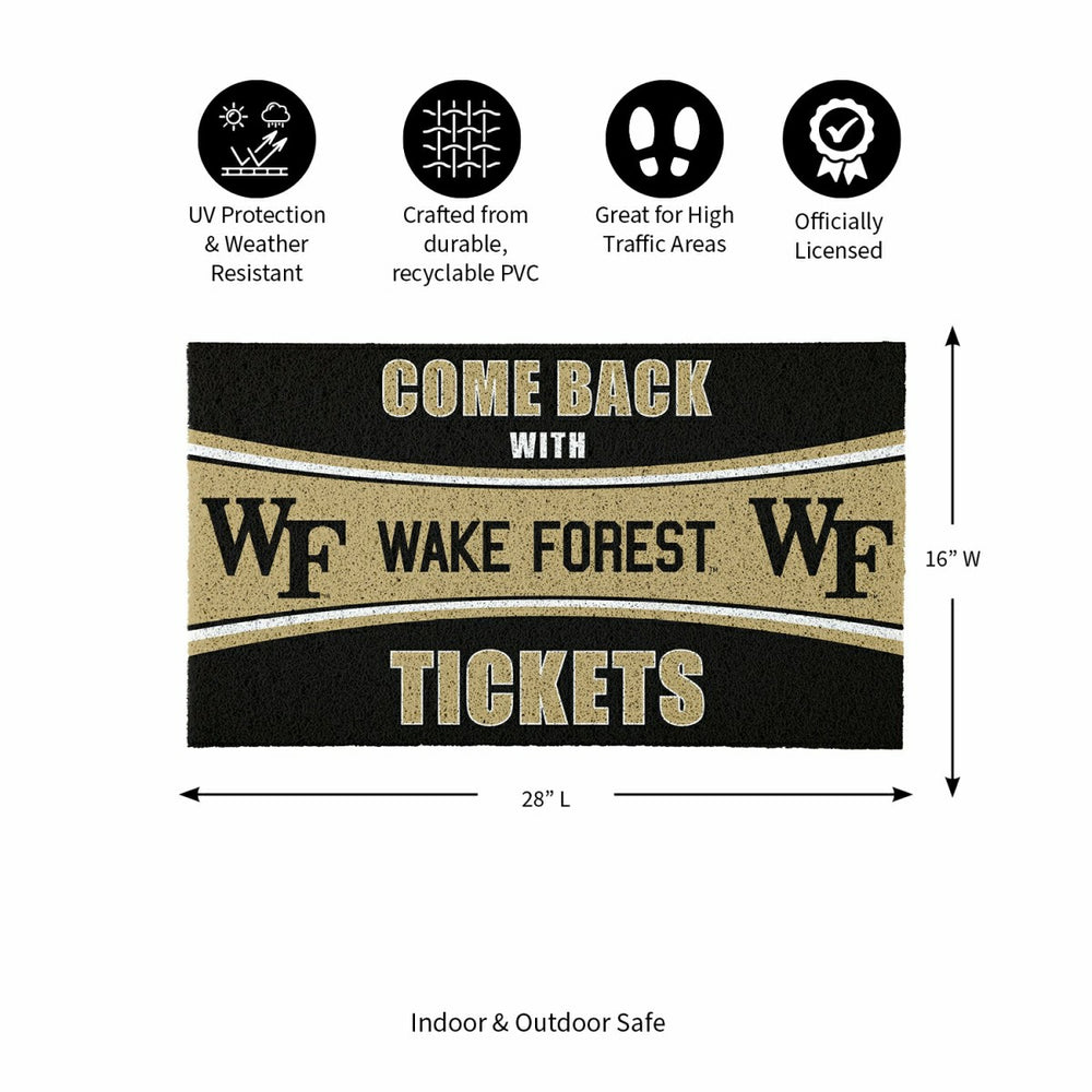 28" x 16" PVC Trapper Mat, Come Back with Tickets, Wake Forest, Collegiate