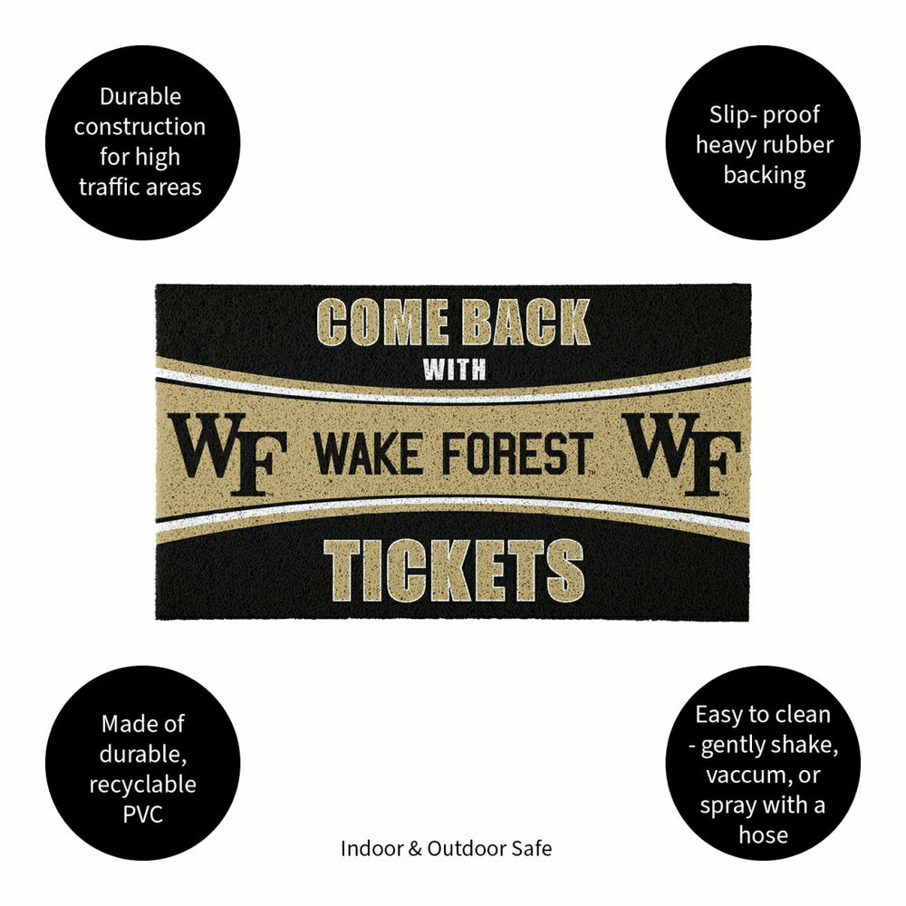 28" x 16" PVC Trapper Mat, Come Back with Tickets, Wake Forest, Collegiate