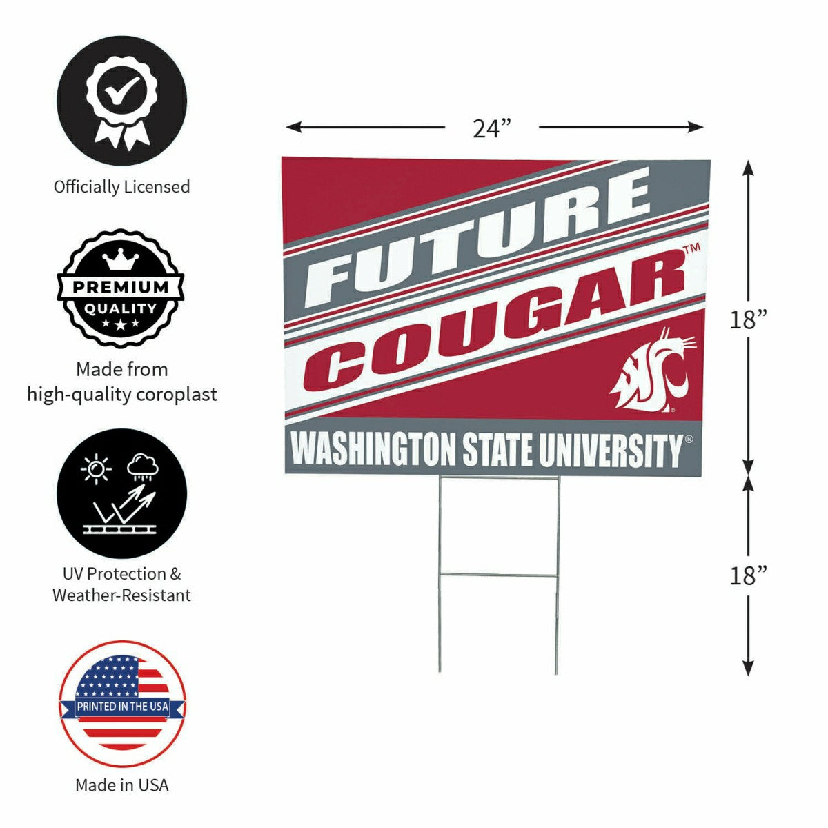 Washington State University Coroplast Yard Sign, Future Student, Collegiate, Home