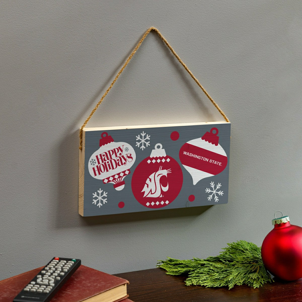 Washington State University Holiday Wood Wall Sign, 6x11, Collegiate, Home