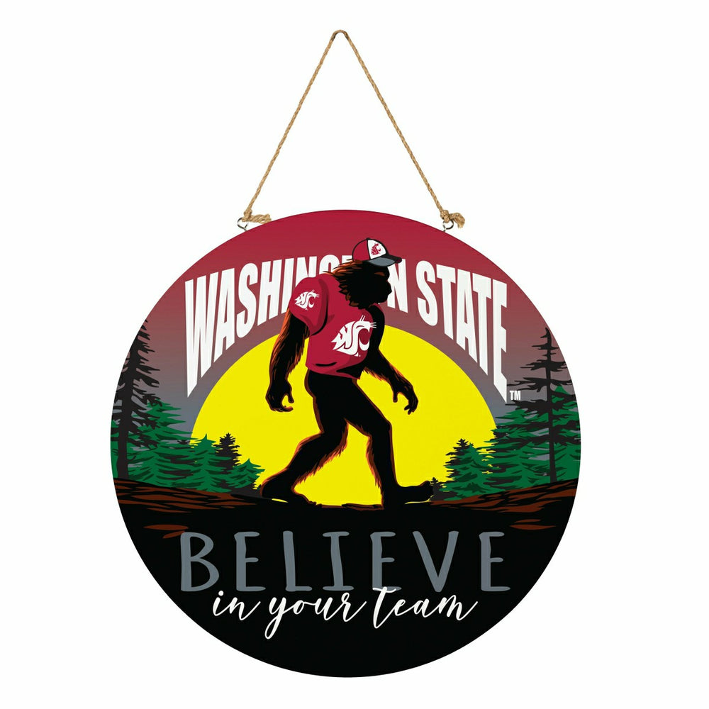 Washington State University Bigfoot Round Door Décor with Hanging Rope, Collegiate, Home