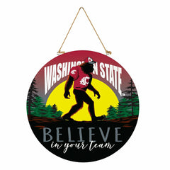 Washington State University Bigfoot Round Door Décor with Hanging Rope, Collegiate, Home