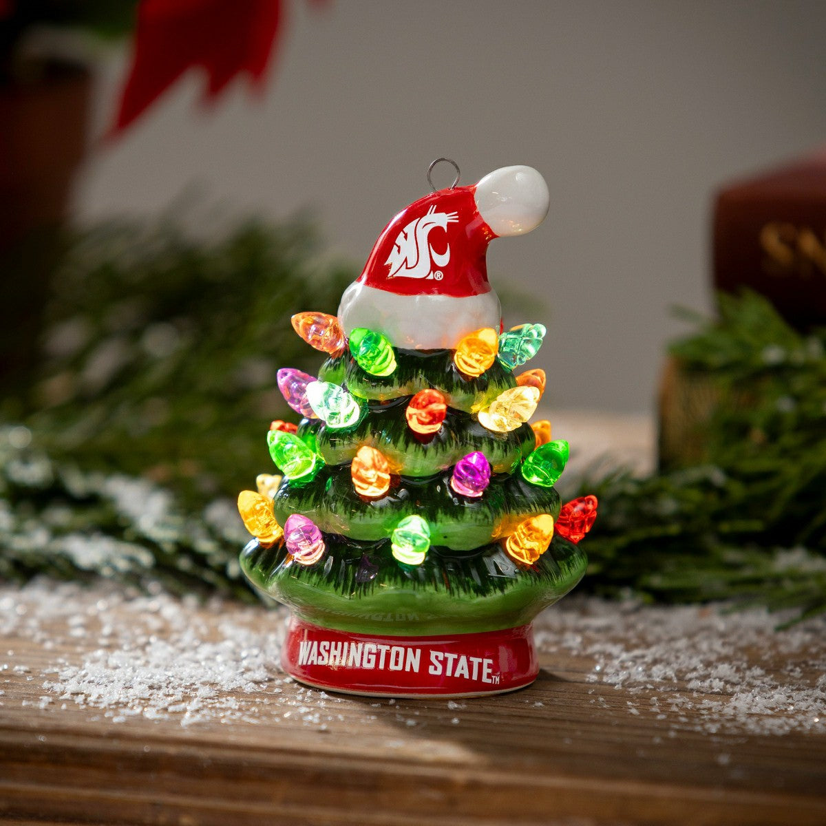 4" Mini LED Tabletop Christmas Tree, Set of 2, Washington State Univer, Collegiate, Home