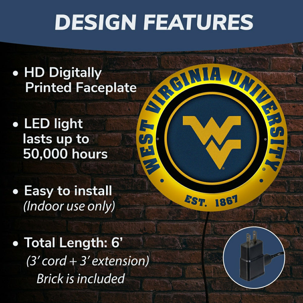 West Virginia University, Metal Lite, Round, Collegiate