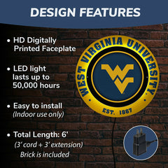 West Virginia University, Metal Lite, Round, Collegiate