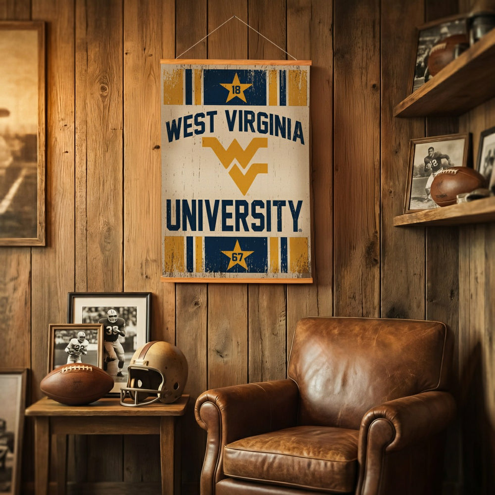 West Virginia University, Canvas Wall Tapestry, Medium, 36x24, Collegiate, Home