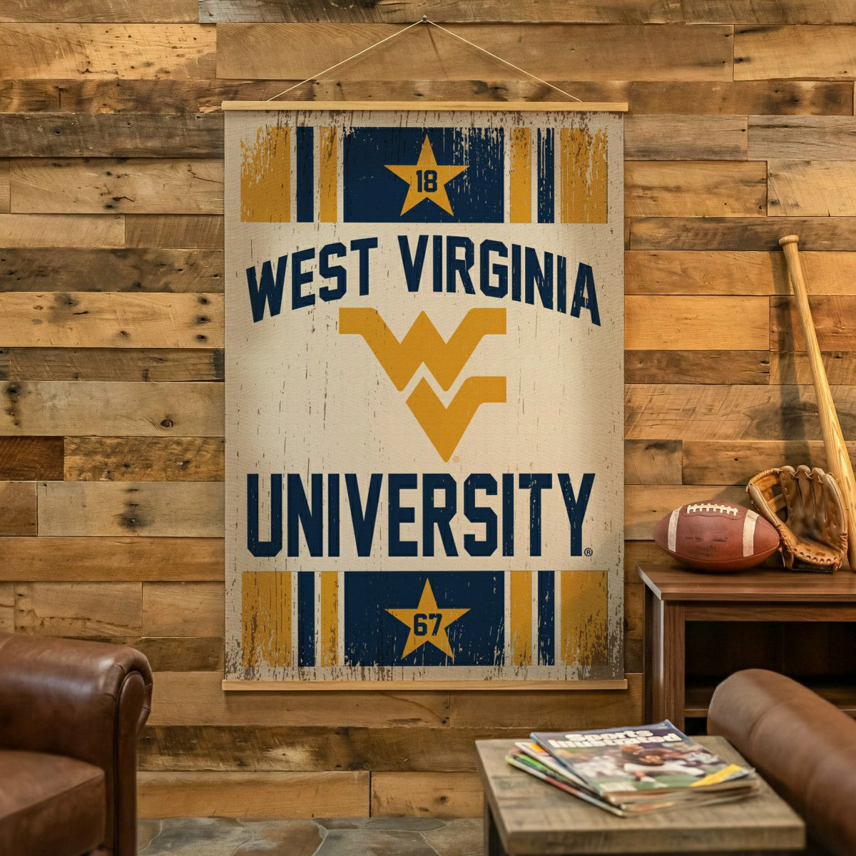 West Virginia University, Canvas Wall Tapestry, Large, 54x36, Collegiate, Home