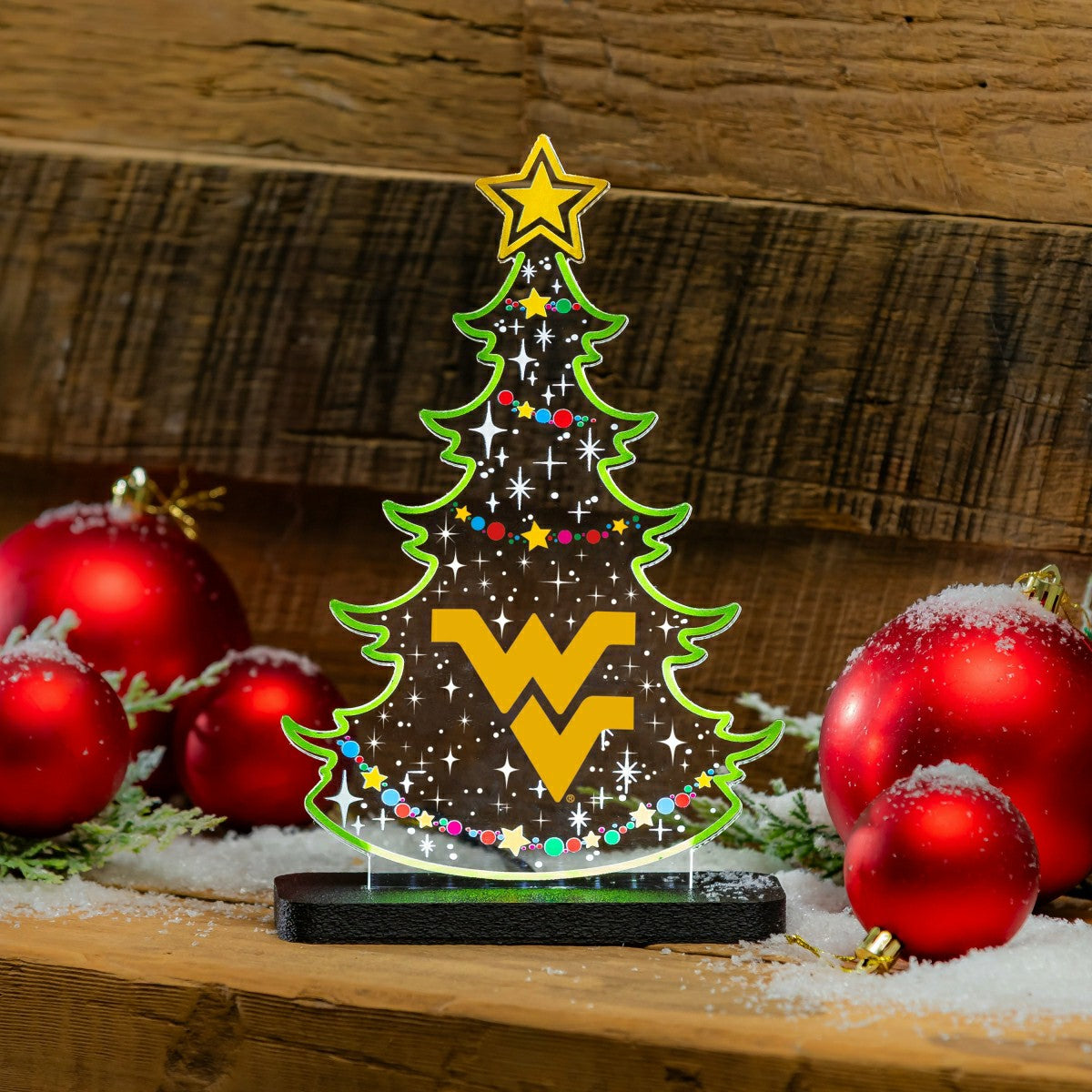 West Virginia University College Holiday Tree Desklite LED Decor, Collegiate, Home