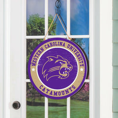 Western Carolina University Round Door Décor with Hanging Rope, 18x18, Collegiate, Home