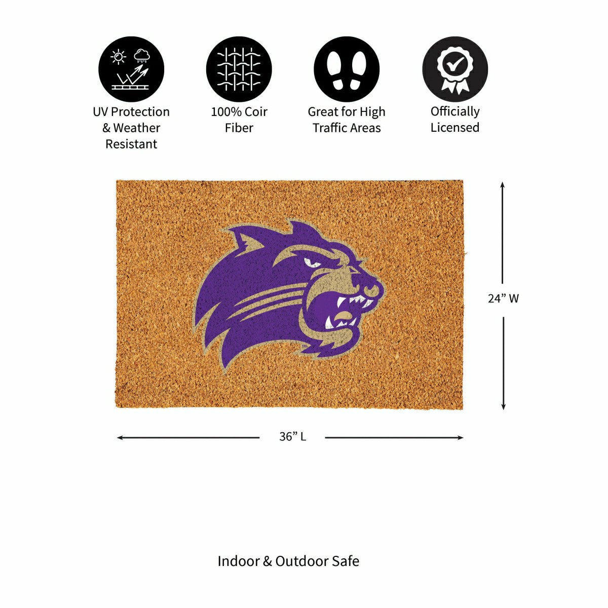 Western Carolina University Large Full Color Coir Mat, 36"x24", Collegiate