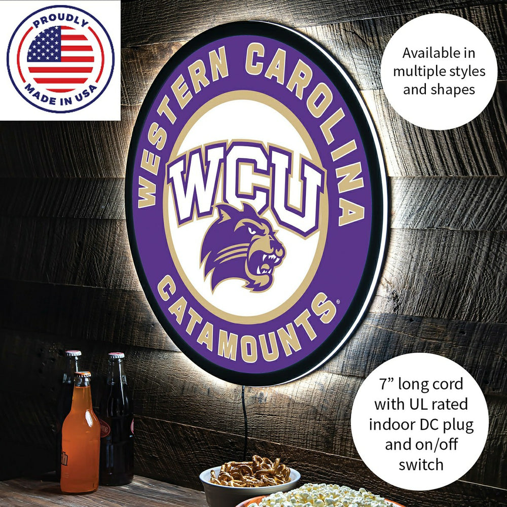 LED Wall Decor, Round, Western Carolina University, Collegiate, Home