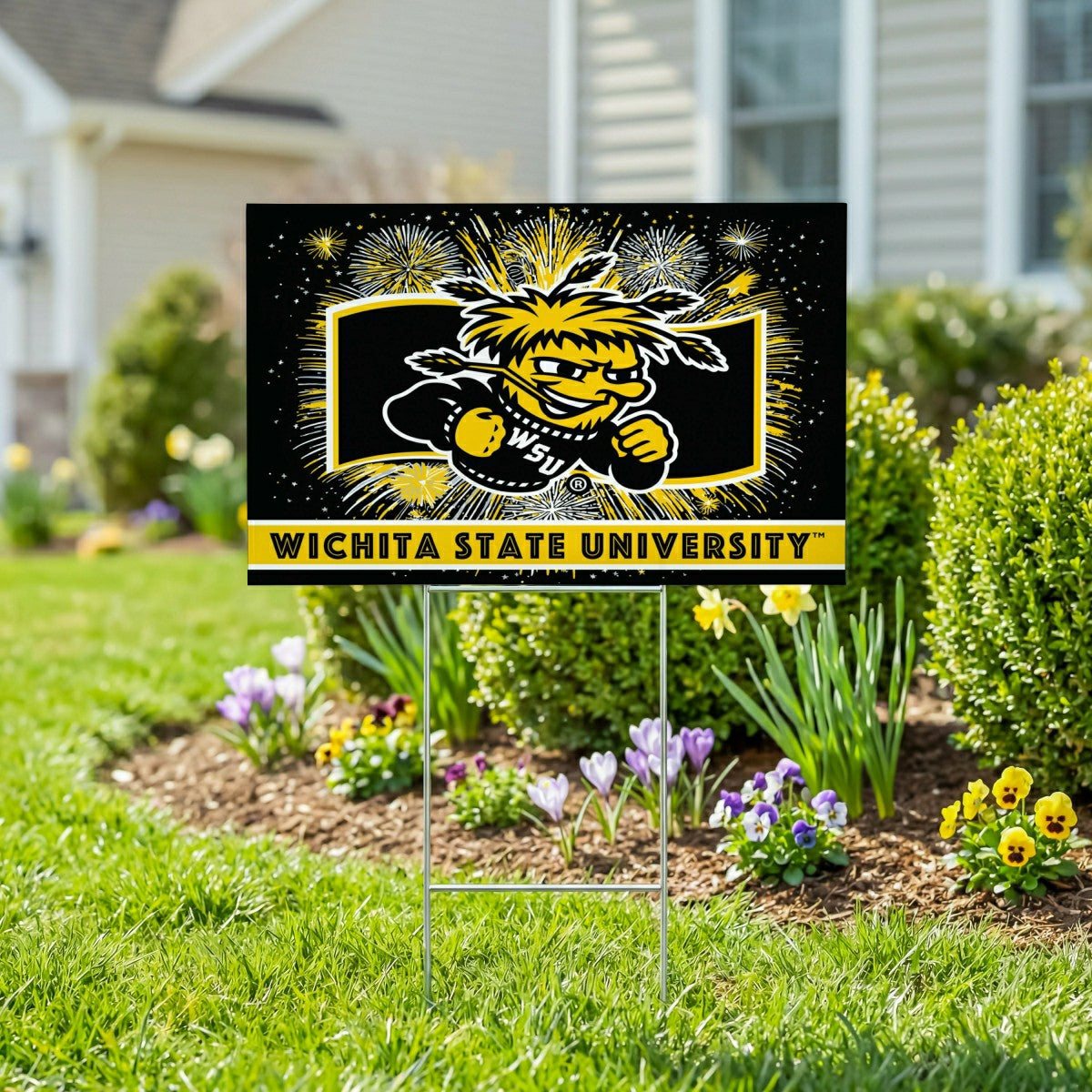 Wichita State University Yard Sign, Patriotic, Collegiate, Home