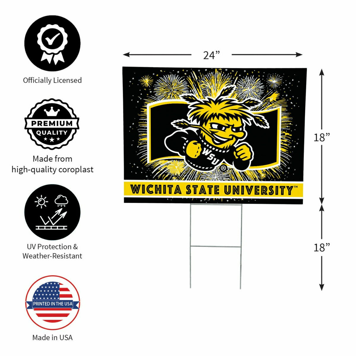 Wichita State University Yard Sign, Patriotic, Collegiate, Home