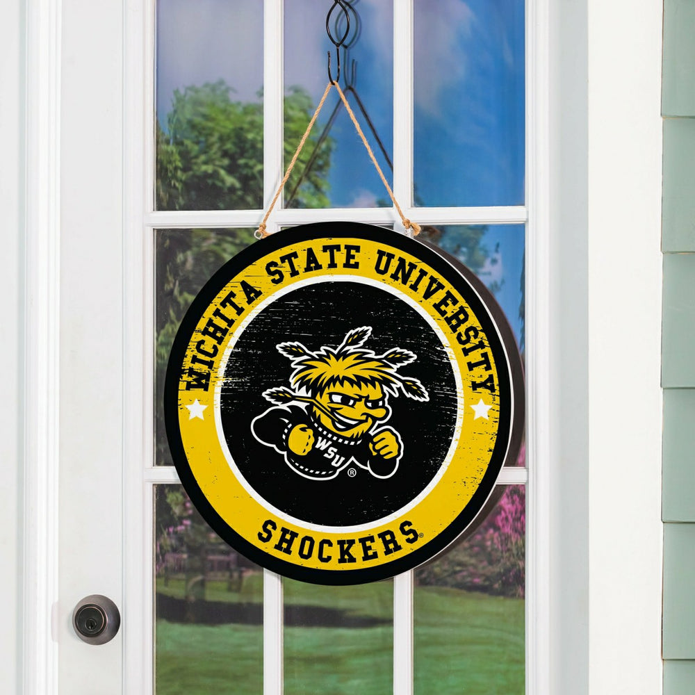 Wichita State University Round Door Décor with Hanging Rope, 18x18, Collegiate, Home