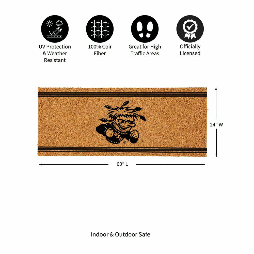 Wichita State University Extra Large One Color Coir Mat, 60"x24", Collegiate