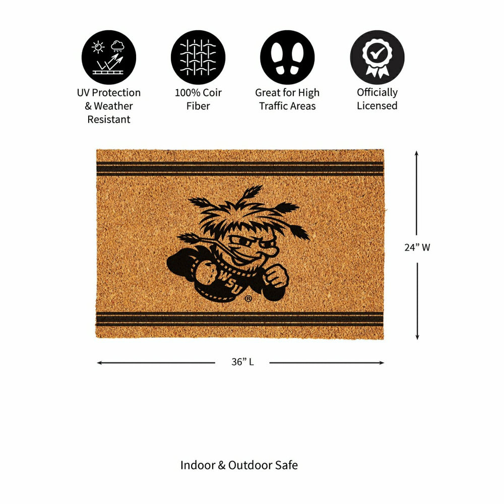 Wichita State University Large One Color Coir Mat, 36"x24", Collegiate