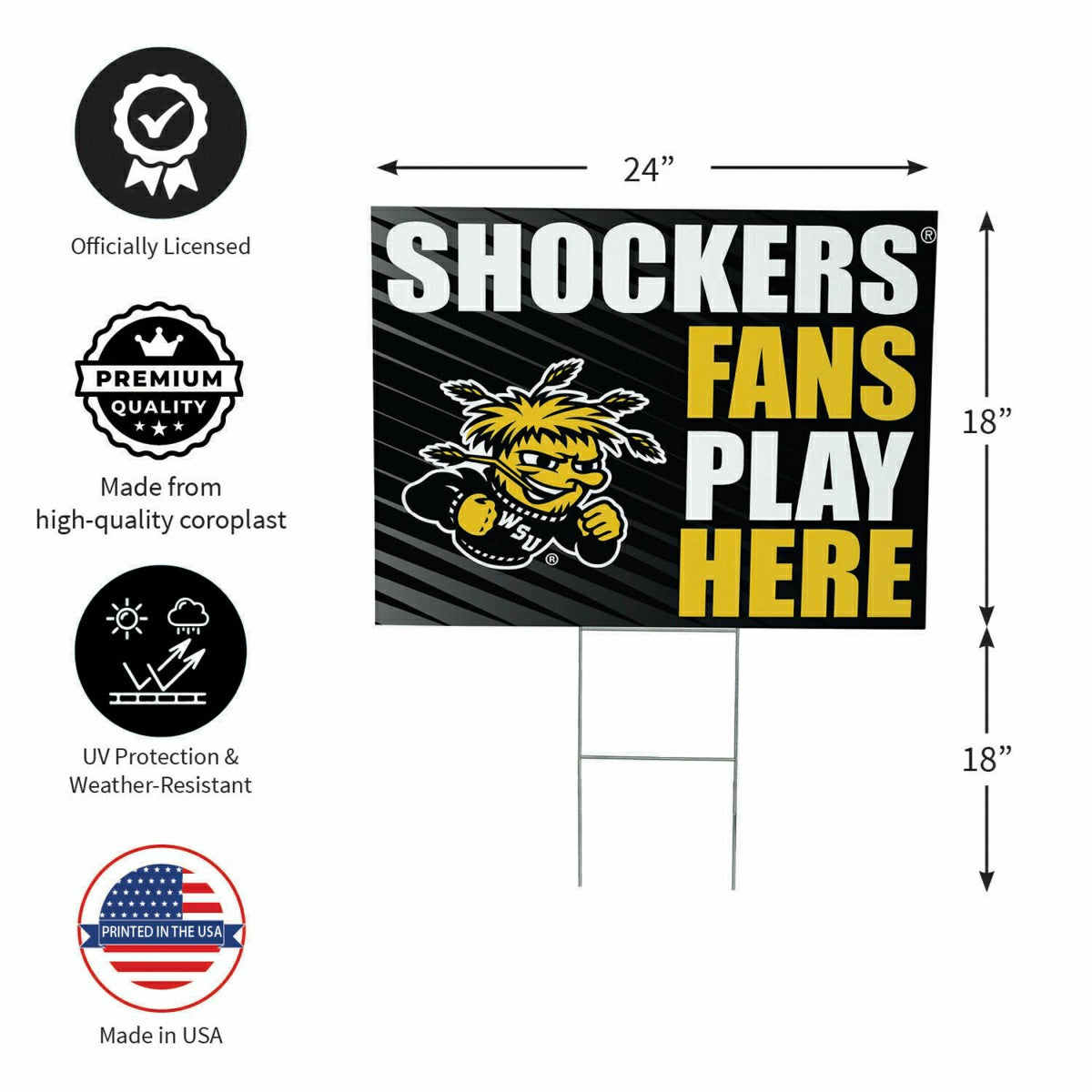 Wichita State University Coroplast Yard Sign "Fans Play Here", Collegiate, Home