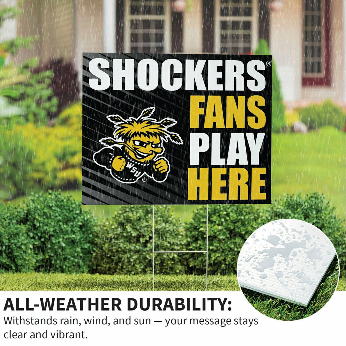 Wichita State University Coroplast Yard Sign "Fans Play Here", Collegiate, Home