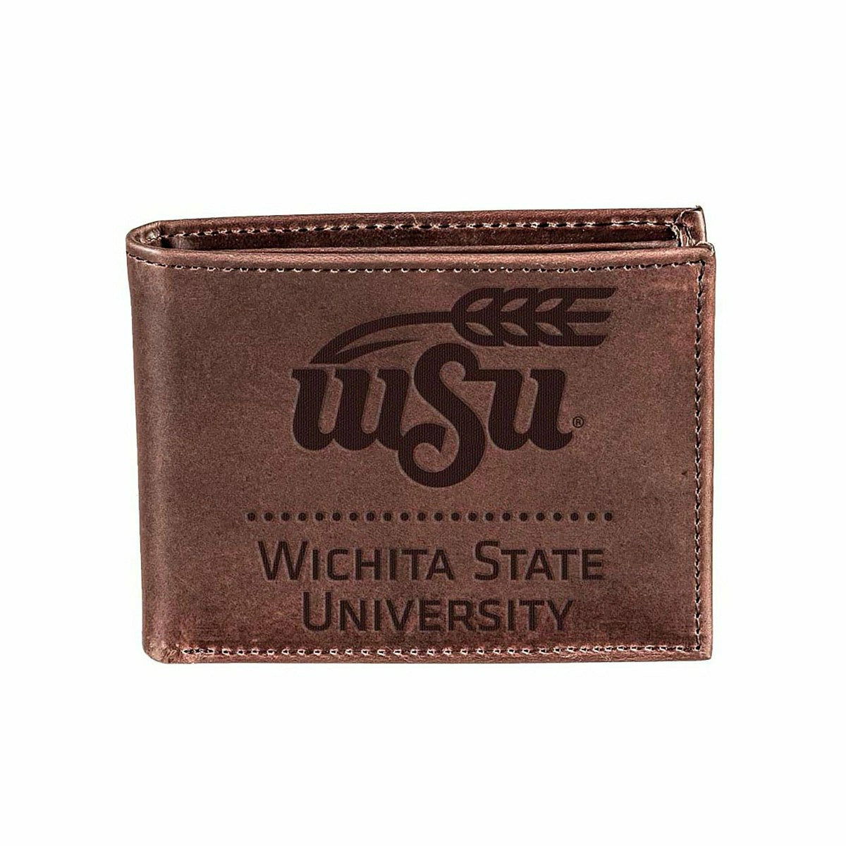 Wichita State University, Bi-Fold Wallet, Brown, CH, 100% Genuine Leat, Collegiate, Home