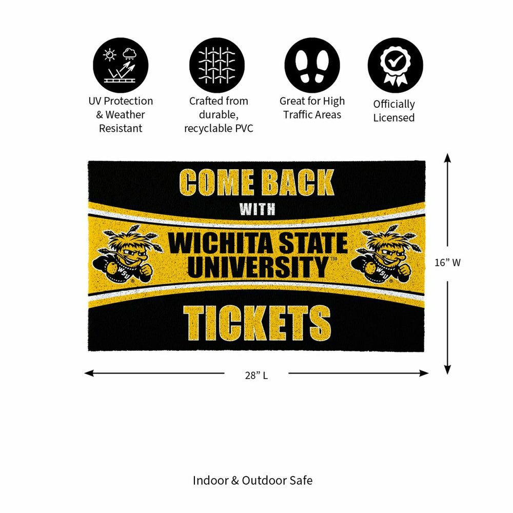 28" x 16" PVC Trapper Mat, Come Back with Tickets, Wichita State Unive, Collegiate
