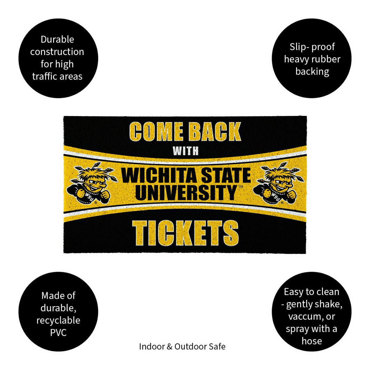 28" x 16" PVC Trapper Mat, Come Back with Tickets, Wichita State Unive, Collegiate