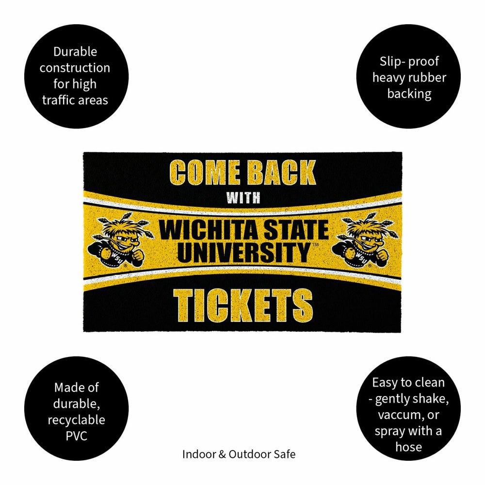 28" x 16" PVC Trapper Mat, Come Back with Tickets, Wichita State Unive, Collegiate