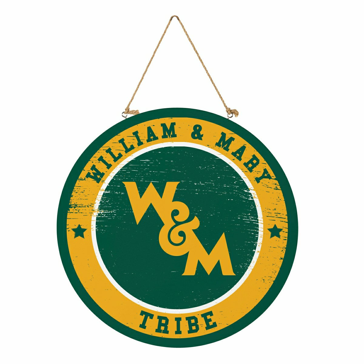 William & Mary Round Door Décor with Hanging Rope, 18x18, Collegiate, Home