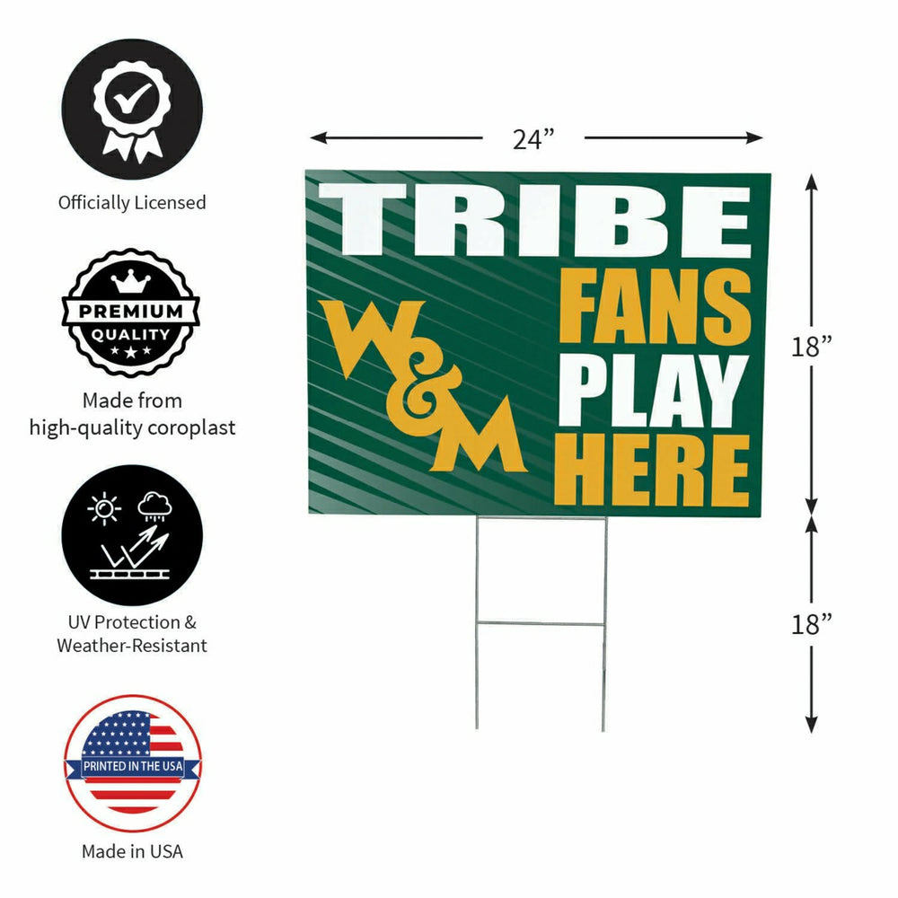 William & Mary Coroplast Yard Sign "Fans Play Here", Collegiate, Home