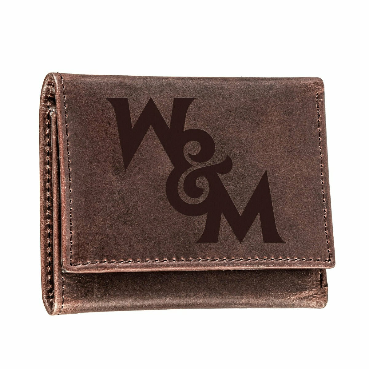 William & Mary, Tri-Fold Wallet, Brown, CH, 100% Genuine Leather, Collegiate, Home