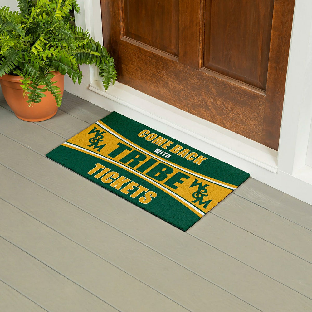 28" x 16" PVC Trapper Mat, Come Back with Tickets, William & Mary, Collegiate